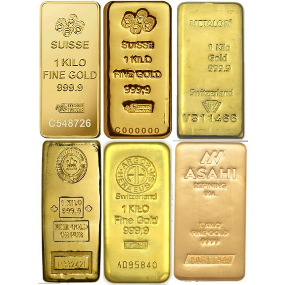 Random Mint - 1 Kilo ( 32.15 Troy Oz ) Gold Bar 0.9999 Fine Gold