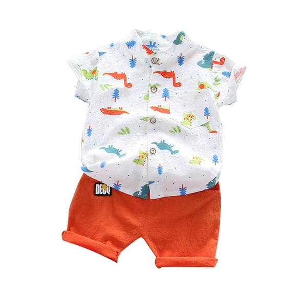 Toddler Boy Clothes Summer Thin Cartoon Dinosaur Series Shorts Short Sleeve Set Clothing Sets,2-Piece,Size 6 Months-12 Months