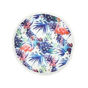 Round Beach Microfiber Towel Blanket for Yoga Mat Picnic Blanket Baby Pet Playing Mat with Fringe Tassels