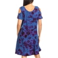 thumbnail image 2 of Sakkas Sienna Women's Knit Cold Shoulder Short Sleeve Flared Shift Short Dress - Royal Blue - One Size, 2 of 5
