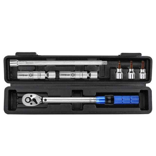 Yeacher 7 Pieces 3/8 Inch 10-60N.m Drive Click Torque Wrench Set Ultra-Thin Spark Plugs Sleeve Removal Tool Dual-Direction Adjustable Spanner with Storage Case