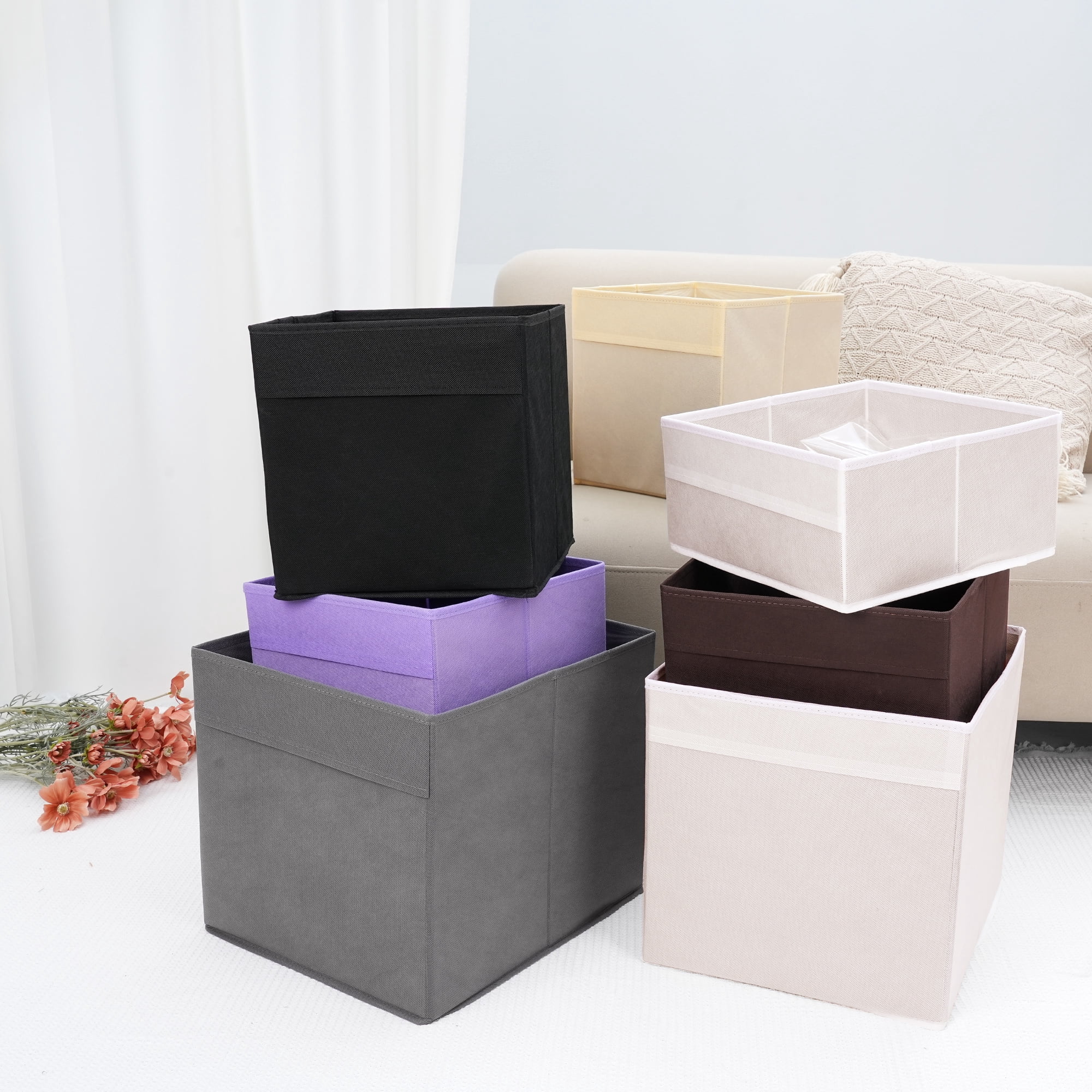 REGALWOVEN Collapsible Fabric  Storage Cube, Storage Bin for Shelves Closet, Storage Basket Purple 12*12*12in