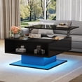 thumbnail image 2 of Noble House 29.5" Coffee Table with Hydraulic Lift,High-Gloss Semi-Open Storage,Black, 2 of 10