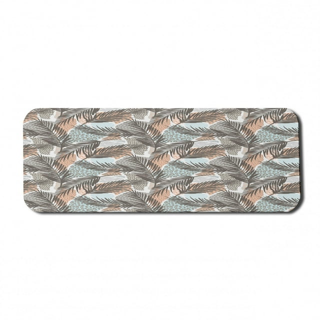 Tropical Computer Mouse Pad, Abstract Design Pastel Tone Hawaiian Style Exotic Leaves with Animal Skin Shapes, Rectangle Non-Slip Rubber Mousepad Large, 31" x 12", Multicolor, by Ambesonne