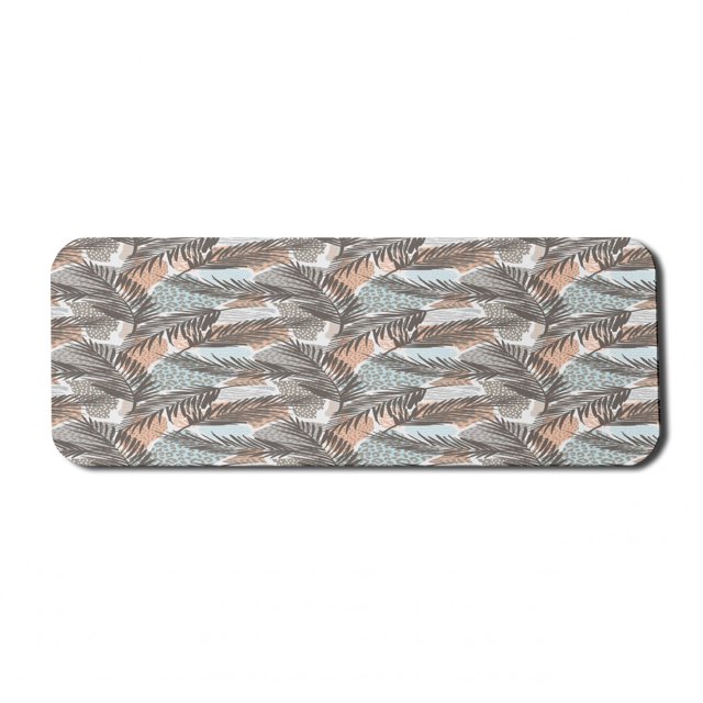 Tropical Computer Mouse Pad, Abstract Design Pastel Tone Hawaiian Style Exotic Leaves with Animal Skin Shapes, Rectangle Non-Slip Rubber Mousepad Large, 31" x 12", Multicolor, by Ambesonne