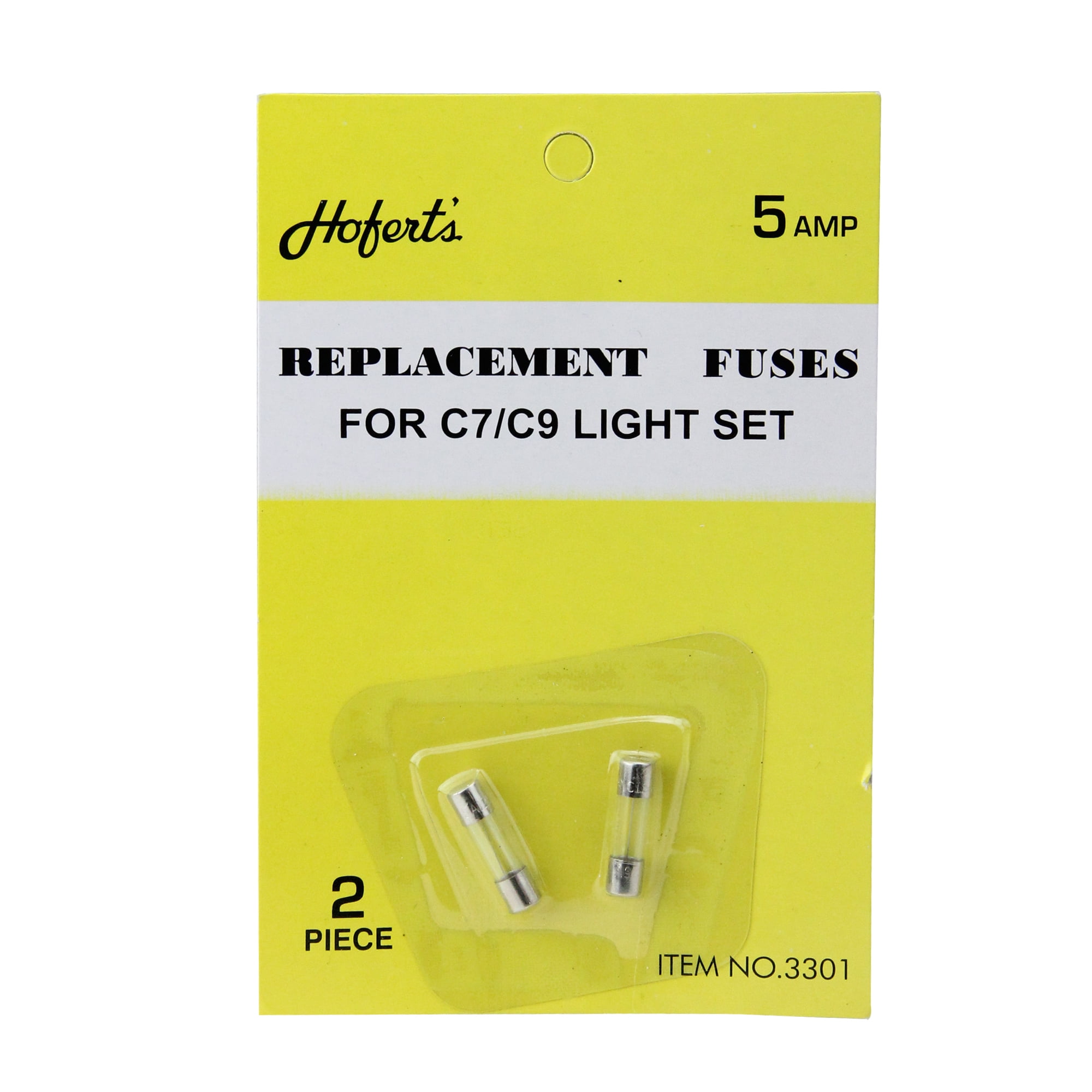 Pack of 2 Replacement Fuses for C7 or C9 Christmas Lights 5 Amps