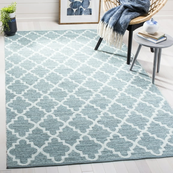 SAFAVIEH Montauk Giovanni Geometric Area Rug, Dark Mint/Ivory, 3' x 5'