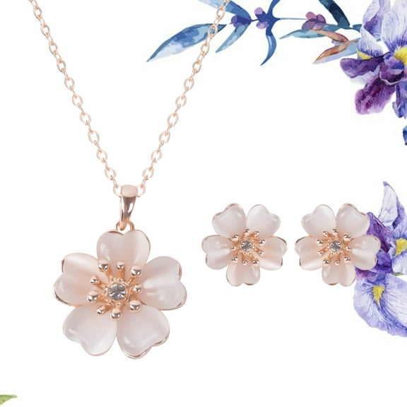 HONMEET Jewelry Set with Alloy Pendant Necklace and Earrings, Adjustable Chain, Elegant Gift for Women