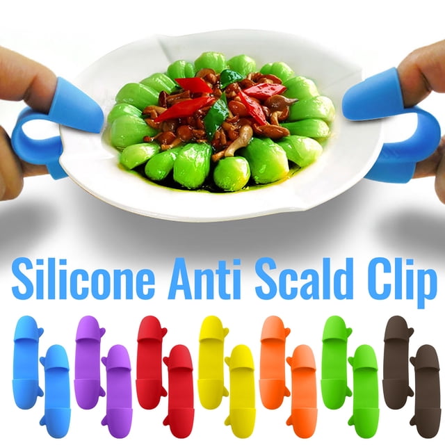 Clips para dedos resistentes al calor - Guantes anti-quemadura aislantes para cuencos y platos, utensilio de cocina 9x2,5 cm, agarre compacto y flexible, juego de 2