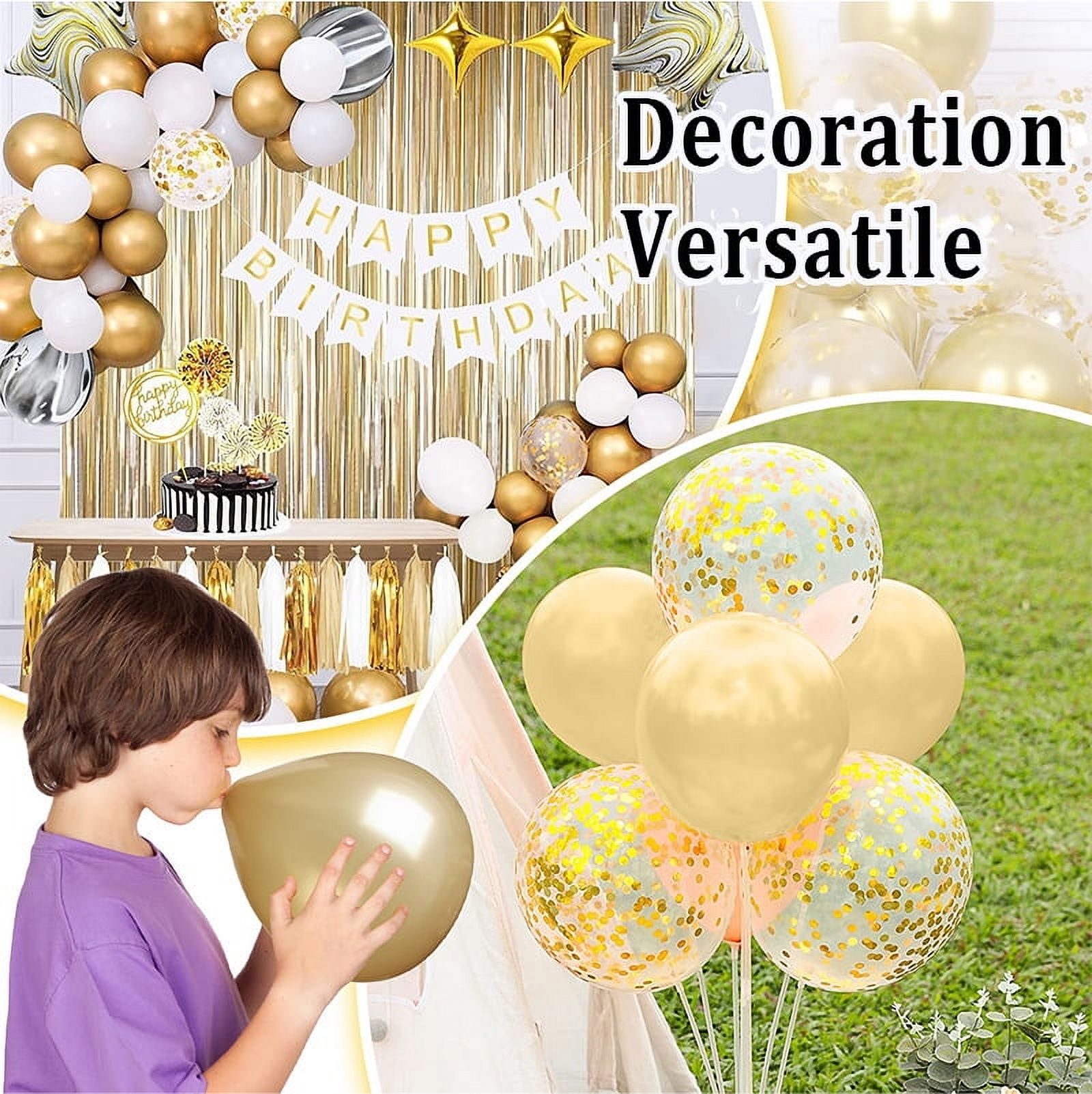 SPOKKI 80pcs Balloons, 12inch White and Gold Balloon,Latex Balloons for Balloon Garland Balloon Arch as Party Decorations, Birthday Decorations, Wedding Decorations, Baby Shower Decorations