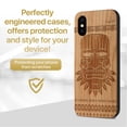 thumbnail image 2 of Case Yard Wooden Case Outside Soft TPU Silicone, Slim Fit Shockproof Wood Protective Phone Cover for Girls Boys Men and Women, Supports Wireless Charging Maya Mask Design case for iPhone-XS-Max, 2 of 7
