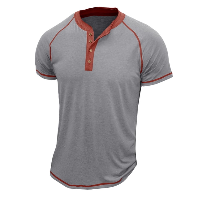 pstuiky Mangas cortas para hombre, Camiseta de manga corta con cuello redondo y botones para hombre camisetas de hombre l