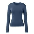 thumbnail image 1 of Women's Casual Long Sleeve T Shirt Solid Color Slim Fit Base Top, 1 of 5