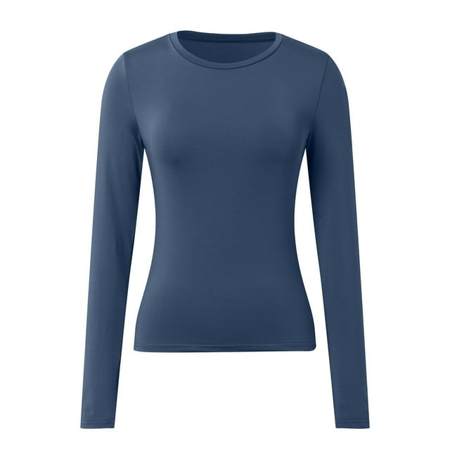 T-shirt Décontracté à Manches Longues pour Femmes Couleur Unie Ajusté