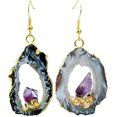 thumbnail image 2 of Pendientes colgantes de cristal Drusy JAMW de geoda de cuarzo para mujer, 2 of 3