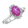 thumbnail image 4 of RYLOS Rings for Women Sterling Silver Ring with 7X5MM Oval Gemstone &  Sparkling Diamonds July Star Ruby Jewelry Size 8, 4 of 7