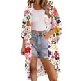 thumbnail image 2 of Xdegoge Kimono Cardigans for Women Open Front Half Sleeve Boho Tropical Print Cover Up Sheer Chiffon Duster Lightweight Summer Casual Daily Outerwear, 2 of 9