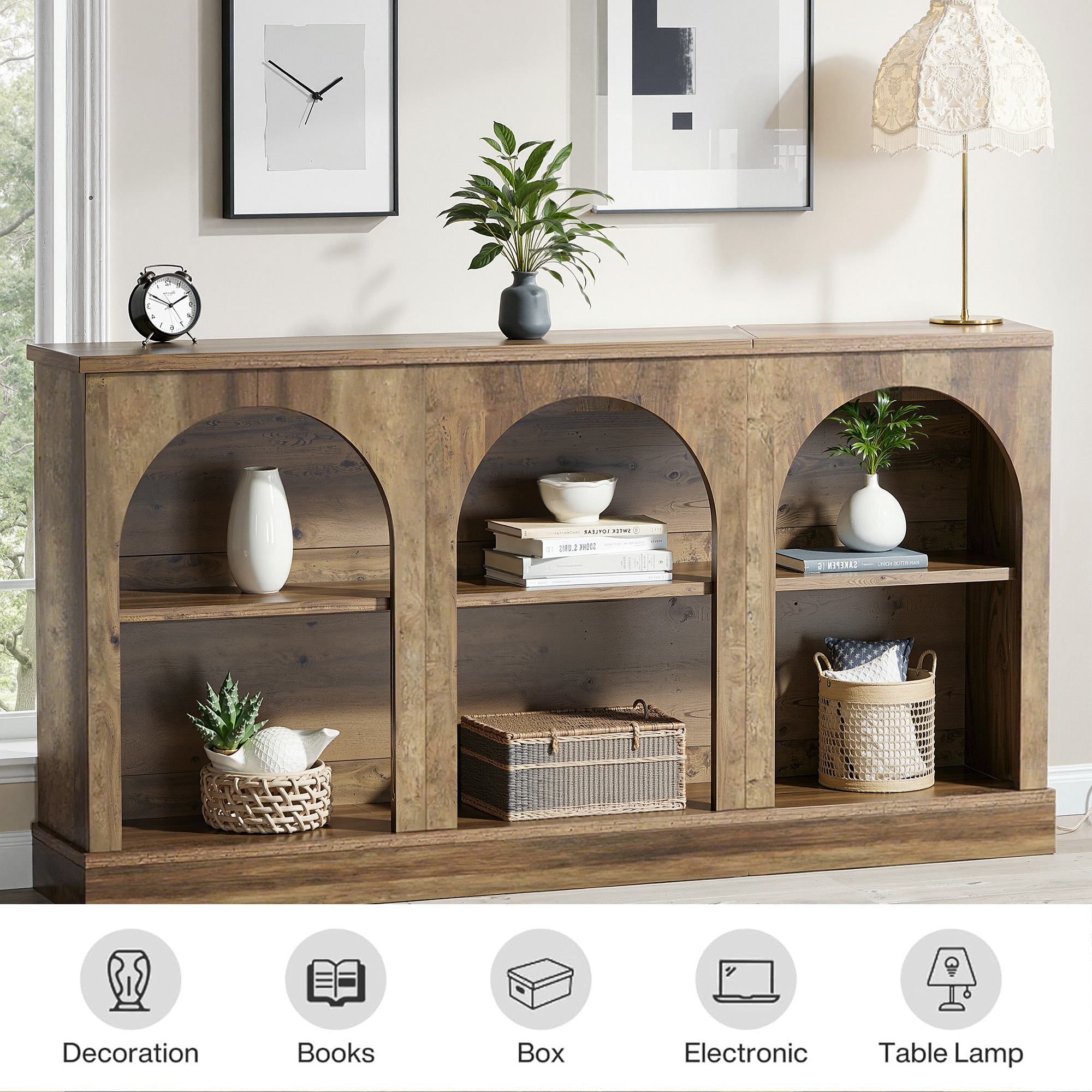 MAYEERTY Multi-Functional Farmhouse Entry Table, Versatile as Sofa Table, Hall Table & TV Stand