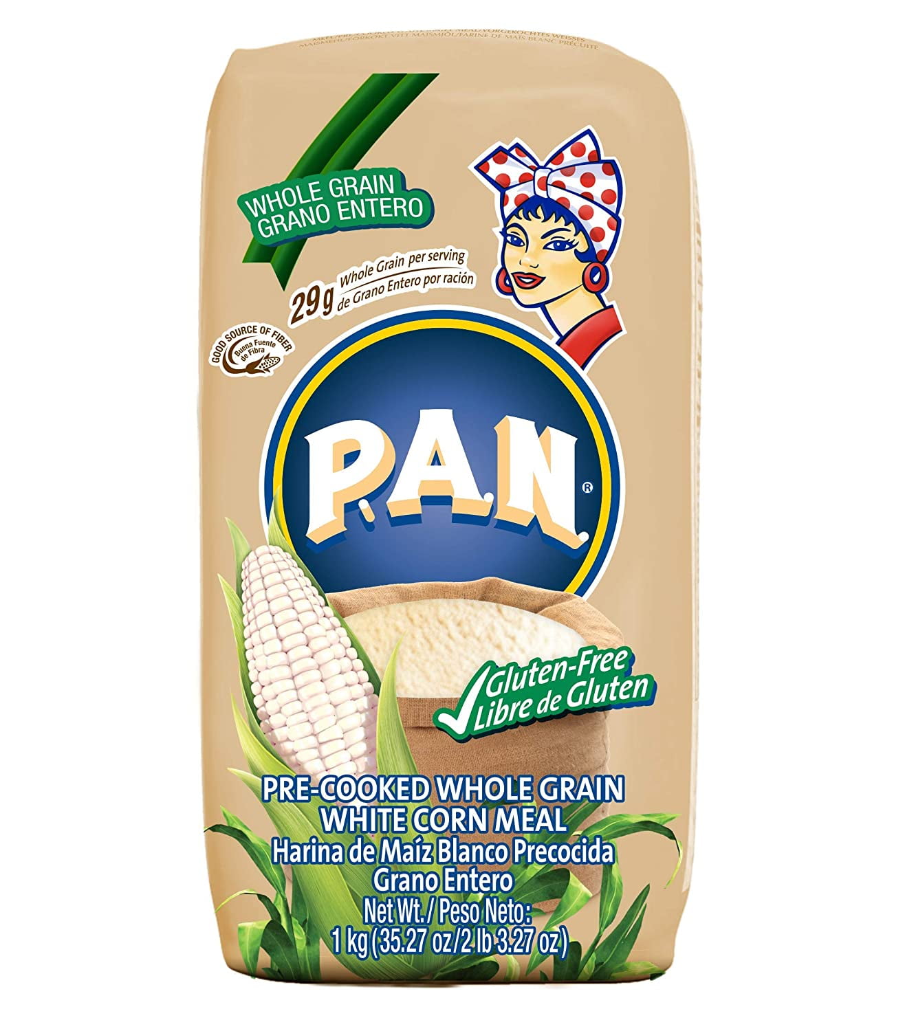 P.A.N. PreCooked Whole Grain White Corn Meal 35.27 OZ