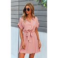 thumbnail image 2 of Robes Femmes Décontractées Manches Courtes Imprimé Floral Boutonné Col en V Été Boho Midi Robe, 2 of 4