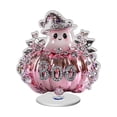 thumbnail image 2 of zhonghuaying 1 Pack Pink Halloween Pumpkin Rotating Ornament with Built-in Light, 6 Styles Hollow Ghost Floral Tabletop Centerpiece for Holiday Home Decor A, 2 of 5