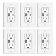 thumbnail image 1 of Salida USB ThraWing de 15 A con puertos USB C y USB A de 21 W, color blanco, paquete de 6, 1 of 8
