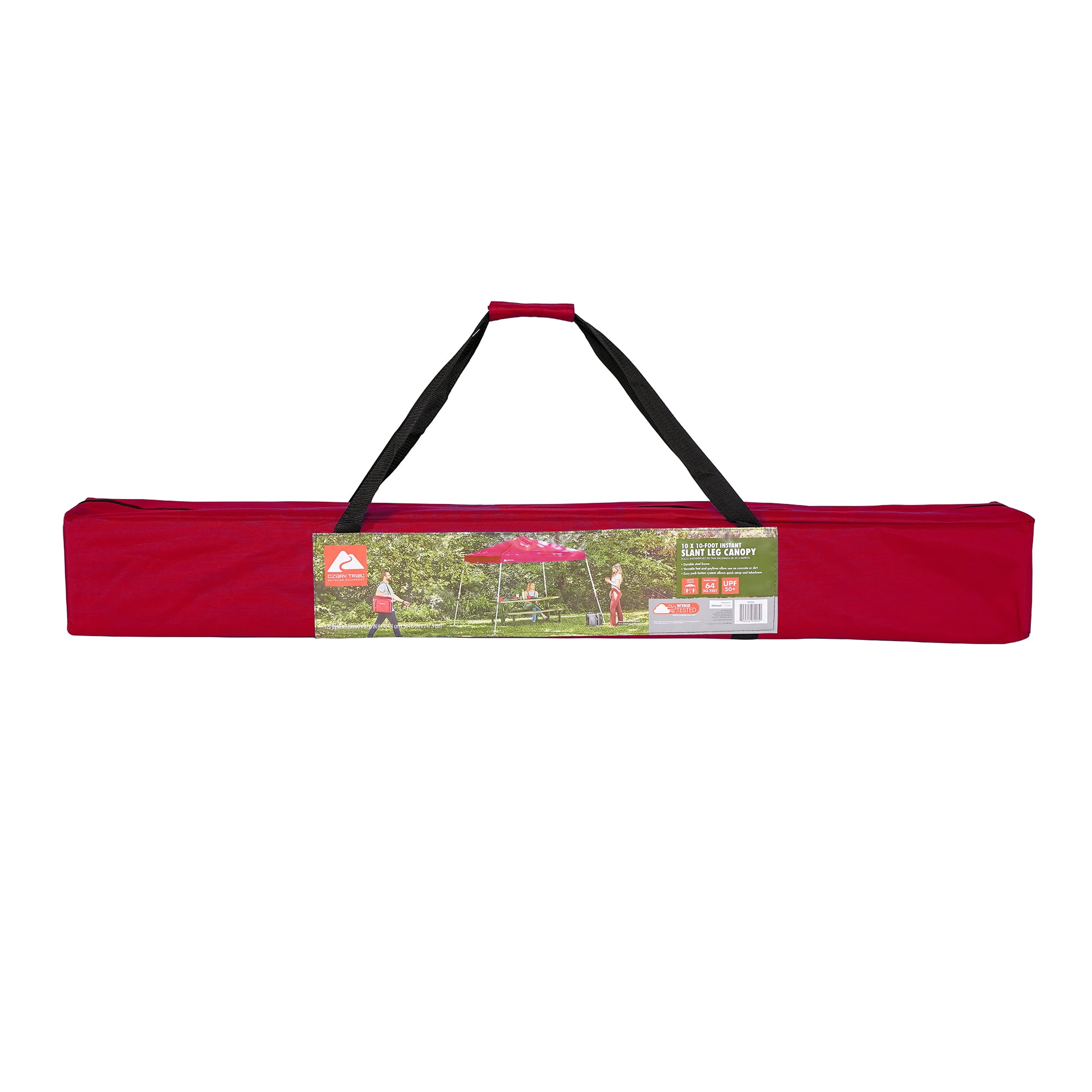 Ozark Trail 10' x 10' Instant Slant Leg Pop-up Outdoor Canopy, Red