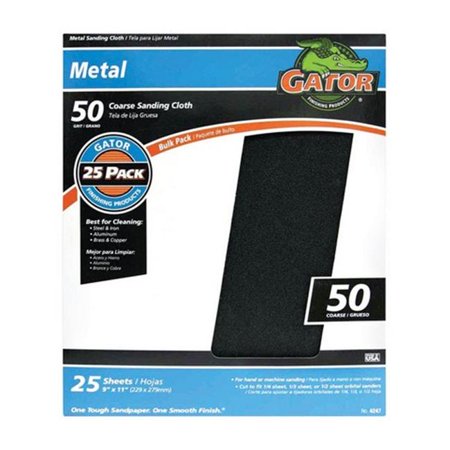 

Gatorgrit 4247 50 Grit Emery Cloth Sanding Sheets- pack of 25