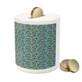 thumbnail image 3 of Leaves Piggy Bank, Foliage Pattern with Retro Inspirations Plant Silhouettes Design Spring Theme, Ceramic Coin Bank Money Box for Cash Saving, 3.6" X 3.2", Taupe Blue Green, by Ambesonne, 3 of 4