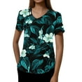 thumbnail image 4 of Nursing Uniforms for Women,Floral Print Medical Tops - Quick-Dry Scrub Blouse with Utility Pockets - Cyan - L, 4 of 5