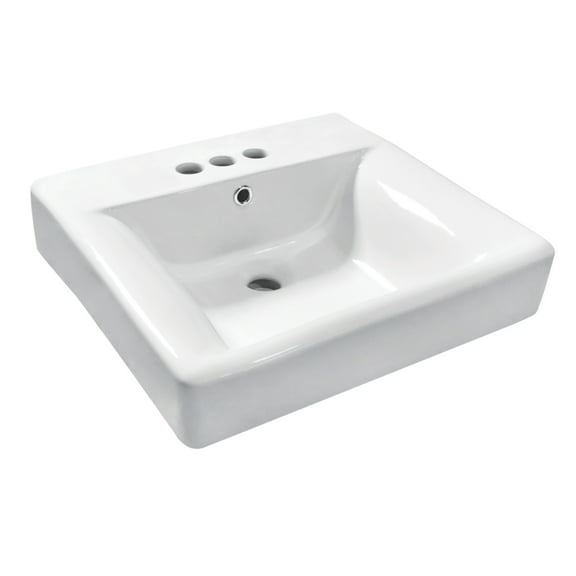 Kingston Brass EV2019W34 NuvoFusion 20" Ceramic Console Sink (4-Inch, 3-Hole), White