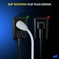 thumbnail image 2 of Maximm 1 Ft Extension Cord, 2 Prong, 360° Rotating Flat Plug, UL Certified, White – Space-Saving Indoor Power Cord for Tight Spaces, Polarized, 2 of 5