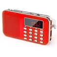 thumbnail image 1 of Mini radio portátil FM Radio de bolsillo con linterna LED, altavoz de radio digital compatible con tarjeta Micro SD/TF/USB, ahorro de escaneo automático, funciona con batería recargable de 600 mAh Adepaton HMKY190-2, 1 of 6