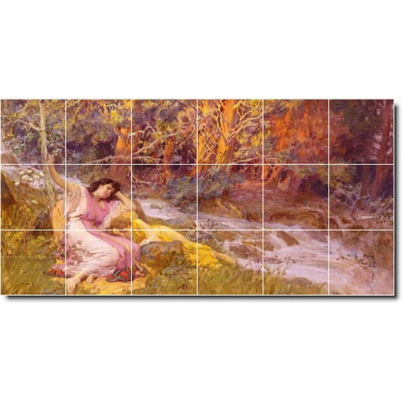 Ceramic Tile Mural-Frederick Bridgman Village Painting 56. 36" w x 30" h using (30) 6 x 6 ceramic tiles