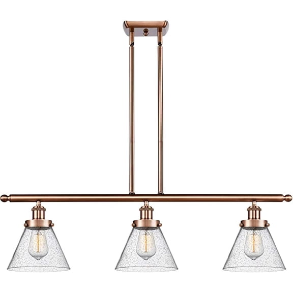 Innovations 916-3I-AC-G44-LED Large Cone 3 Light Island Light part of the Ballston Collection, Antique Copper