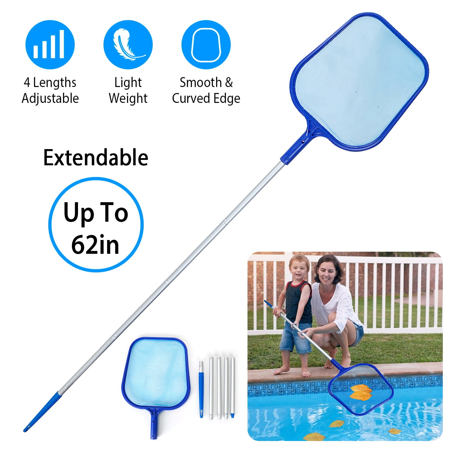 Swimming Pool Leaf Skimmer Net, iMounTEK Mesh Skimmer Net with 62