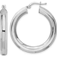 thumbnail image 1 of Sterling Silver Rhodium-Plated 5X34mm Octagon Tube Hoop Earrings (35.8 X 33.82) Made In Italy qe15867, 1 of 5