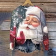 thumbnail image 2 of SELONE Womens Sweatshirt Christmas Crew Neck Santa Claus Snowflakes Print pullover Shirts Tops Cute Vacation Clothes, 2 of 4