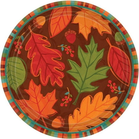 Falling Foliage Autumn Leaves Thanksgiving Holiday Party 10.5" Banquet Plates