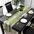 thumbnail image 3 of Sage Green Abstract Table Runner 70 Inches Long, Modern Mottled Art Oil Painting Kitchen Coffee Dining Table Decoration for Home Party Birthday Wedding Home Decor 13x70 Inches, 3 of 8