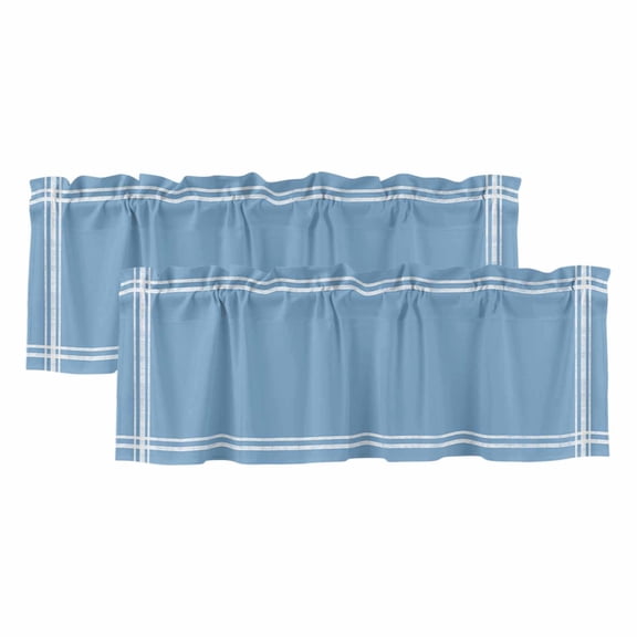 Pure Light Blue Valances for Windows, Simple Solid Color Light Filtering Kitchen Curtains, Rod Pocket Window Valance Curtains for Living Room Bedroom, 54" W x 18" L, 2 Panels