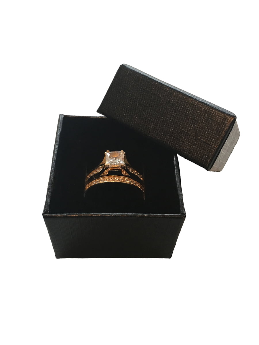 Black Ring Gift Box with Foam and Velvet Insert Wholesale Pack of (96)