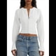 thumbnail image 2 of Suéteres Cortos para Mujer, con Botones, Larga, Cuello en V, Punto Acanalado, Corte Ajustado, Tops Cortos S, 2 of 10