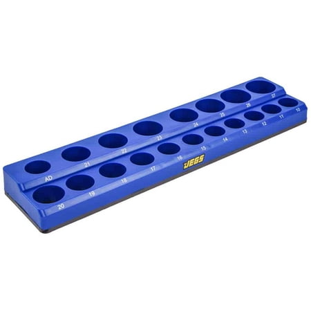 

JEGS 85040 Magnetic Socket Organizer Tray 1/2 in. Drive Metric Holds 19 Sockets