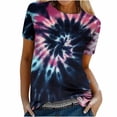 thumbnail image 4 of ALLLIST Crew Neck Tops for Women Short Sleeve Cotton T-Shirts Trendy Blue Tie Dye Shirts Clothing for Women, 4 of 9