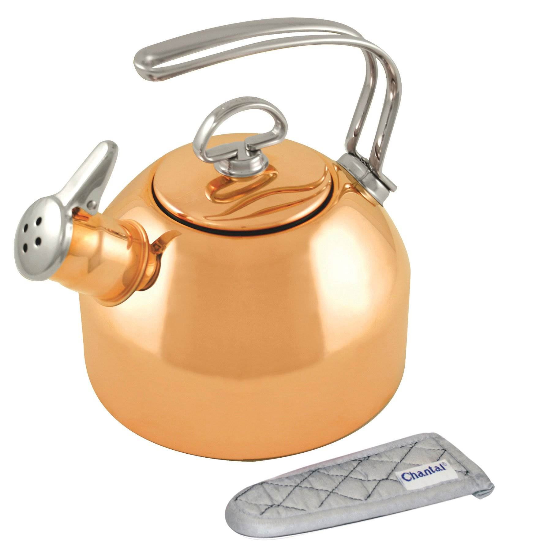 Chantal Classic 1.8 Quart Harmonica Whistling Water Teakettle with Mitt Copper Walmart