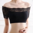 thumbnail image 5 of Lace Bras for Women Padded Bandeau Bra Short Sleeve Convertible Bralettes Basic Layer Off Shoulder Top Bra, 5 of 9