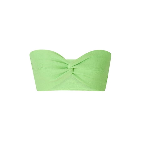 

Inevnen Womens Twist Knot Front Tube Tops Bandeau Ribbed Knit Y2K Strapless Crop Tank Bustier Corset Top