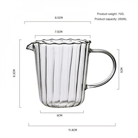 

Japanese Stripe Glass Milk Jug Heat-resistantn Cup Coffee Milk Tea Separator Transparent Milk Frothing Jug Pitcher With Handle