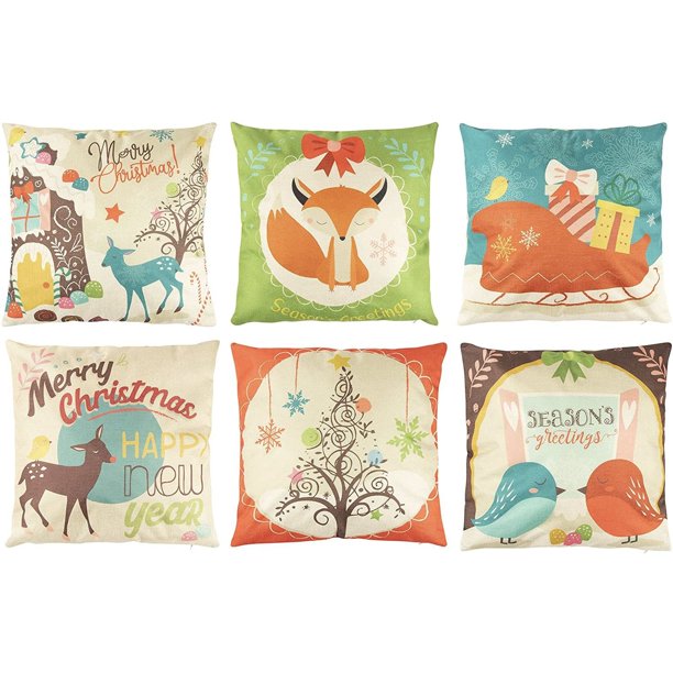 Download Set of 6 Christmas Decorative Throw Pillow Covers Cushion ...